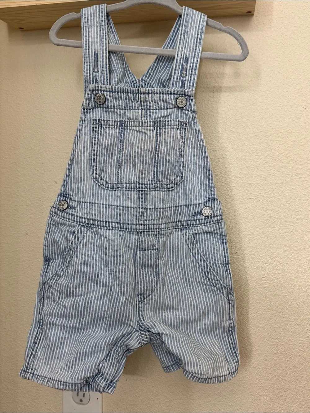 GAP toddler stripe denim shortalls